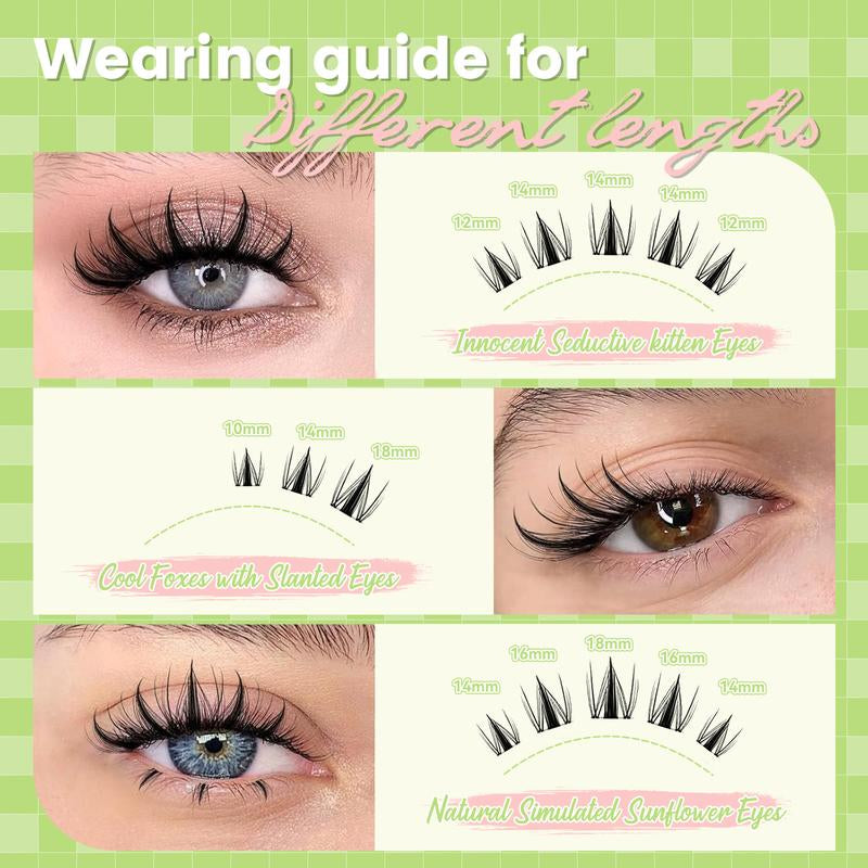 SZY Fairy Lash Clusters Kit Manga Lash Extension Kit D Curl 154Pcs Eyelash Extension Kit Wispy Natural Invisible Band Lash Kit with Waterproof DIY Lash Extension Kit at Home(Fairy-D-10-18Mix) Makeup Cosmetic Lashcluster Natural Lash Clusters