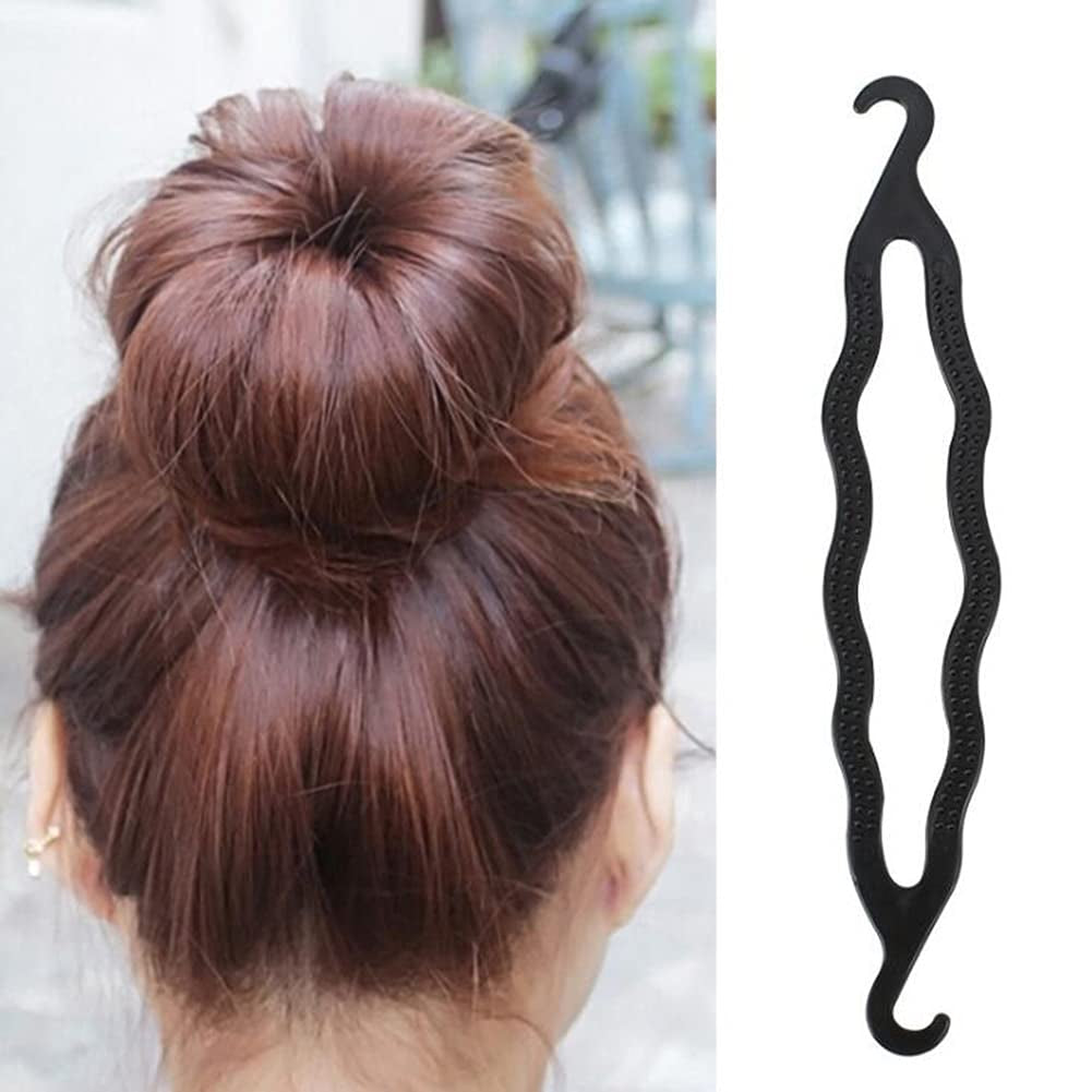 6Pcs Black Plastic Donut Hair Bun Maker Double Hook Hair Styler Twist Braiding Tool for Women
