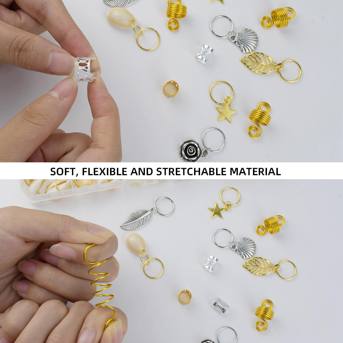 220Pcs Hair Beads Jewelry Braid Accessories Hair Clips Dreadlocks Braiding Accessories Braid Cuffs Metal Hair Coils Rings Women Braid Butterfly Hair Jewelry Gold Hair Jewels Pendants Charms Decoration