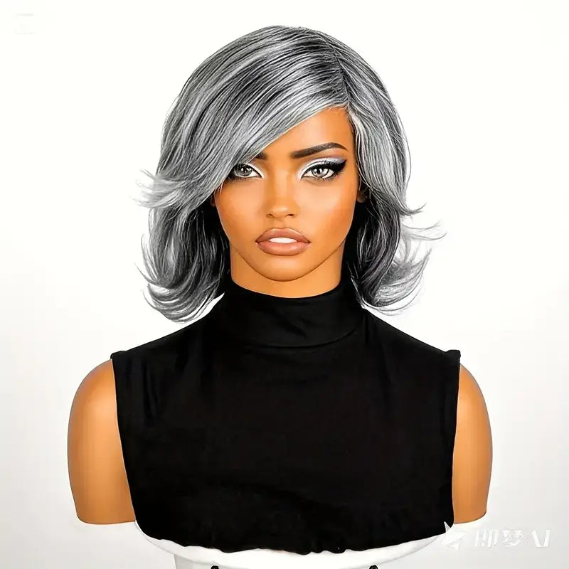 10in Glueless Short Bob Wigs Human Hair (Gray)