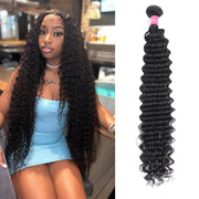 12A Human Hair Bundles 26 Inch Deep Wave Bundles Human Hair 100% Unprocessed Brazilian Virgin 1 Bundles Deals Human Hair Extensions Natural Black (Deep Wave, 26)