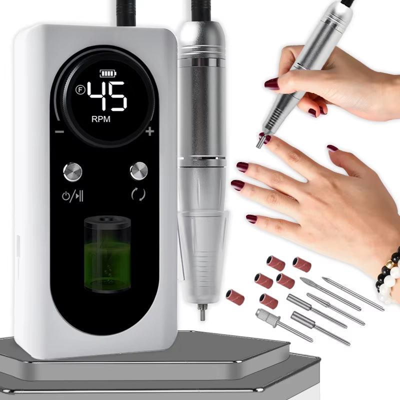 45000 RPM Rechargeable Electric Nail Drill Machine Nail Mill Cutter Sets with Nail Drill Bits Portable Nail Salon Nail Files Kit