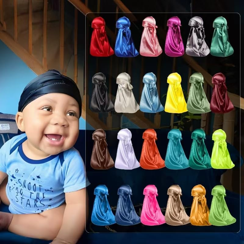 2 PCS Silky Satin Baby Durags for Boys Girls Infant