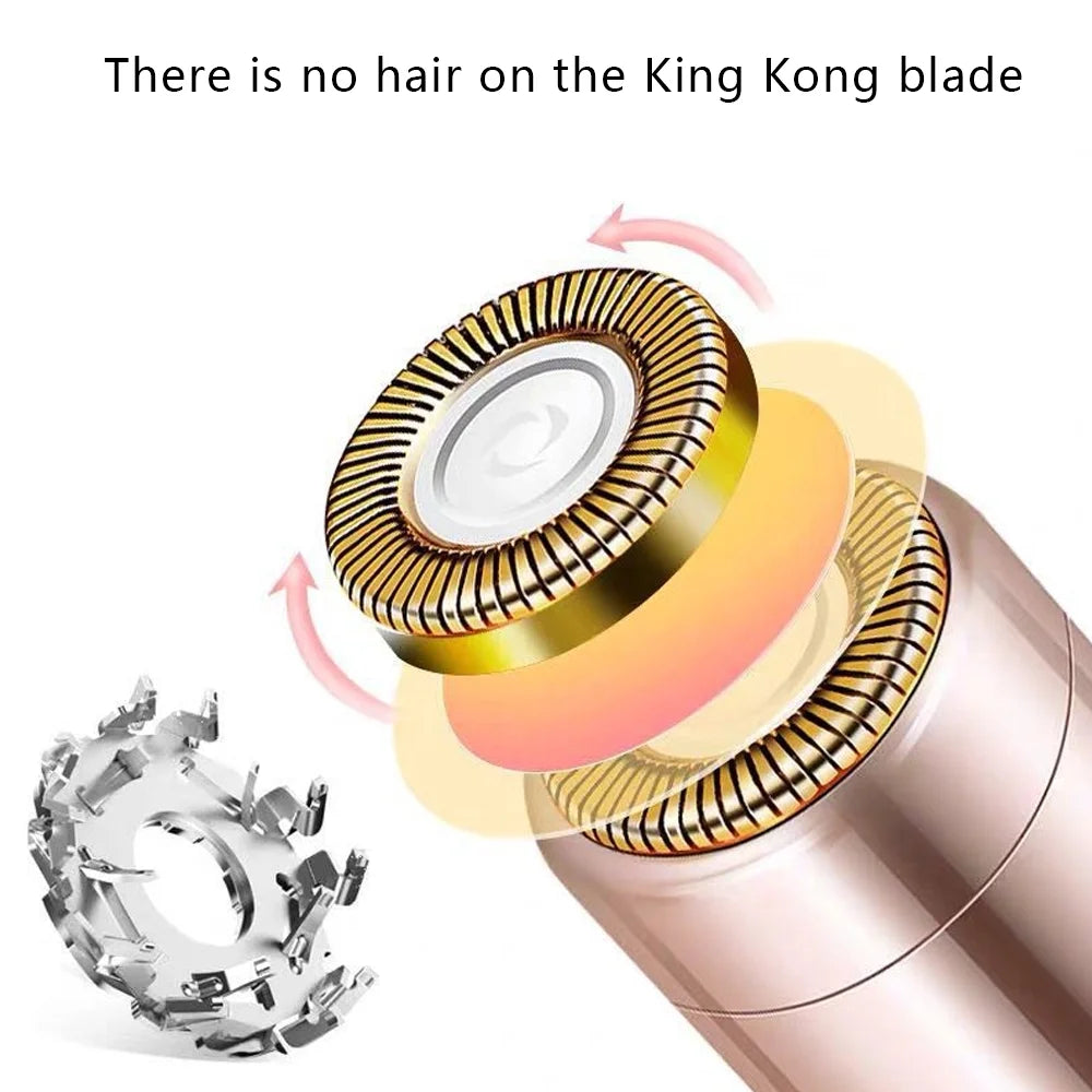 Facial Hair Remover for Women, Blush/Rose Gold Electric Face Razor for Women for Instant and Painless Hair Removal,Rose Gold,A49