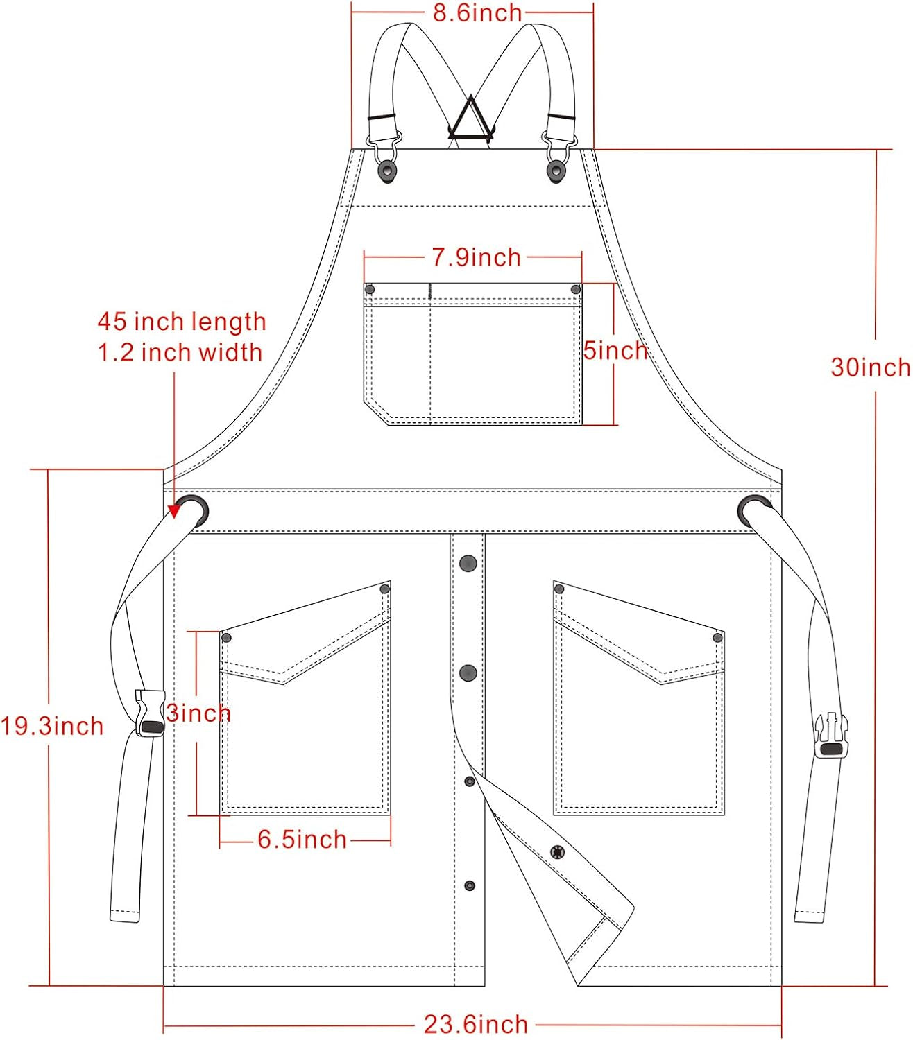 Denim Tool Apron for Women and Men Cross Straps Adjustable