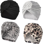 Stretch Turban Hats for Women - African Knot Headwraps Soft Pre Tied Bonnet Hair Wrap Pretied for Black Women