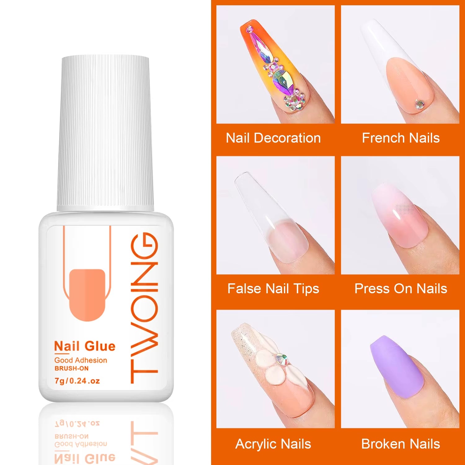 7G Super Strong Nail Glue for False Nail Tips, Acrylic Nails,Press on Nails,Fake Nails Art Decoration Lasting Adhesion