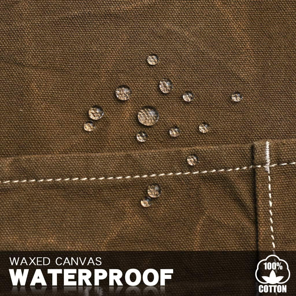 Water-Resistant Work Aprons Heavy Duty Waxed Canvas Tool Apron