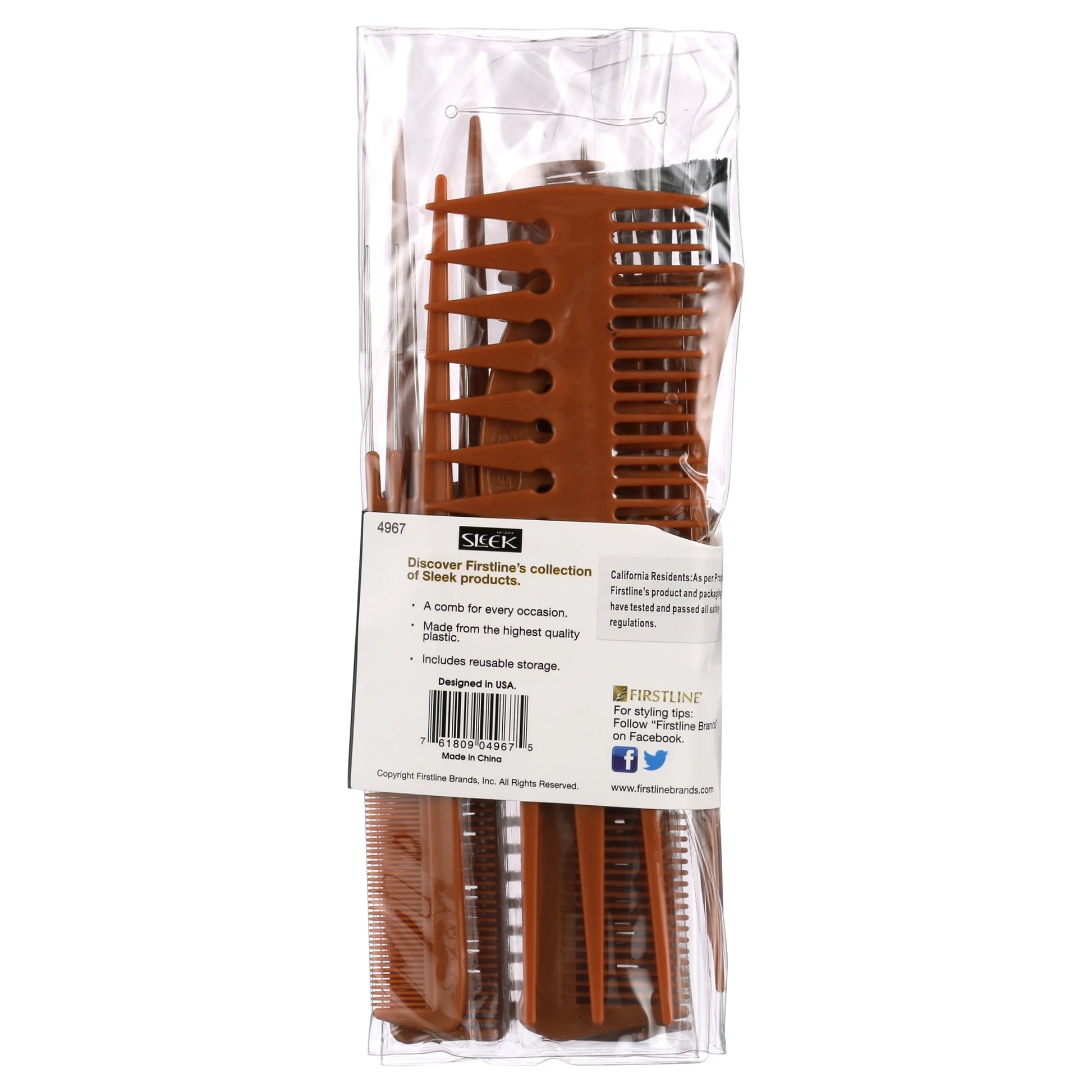Assorted Comb Set, Brown, 10 Count