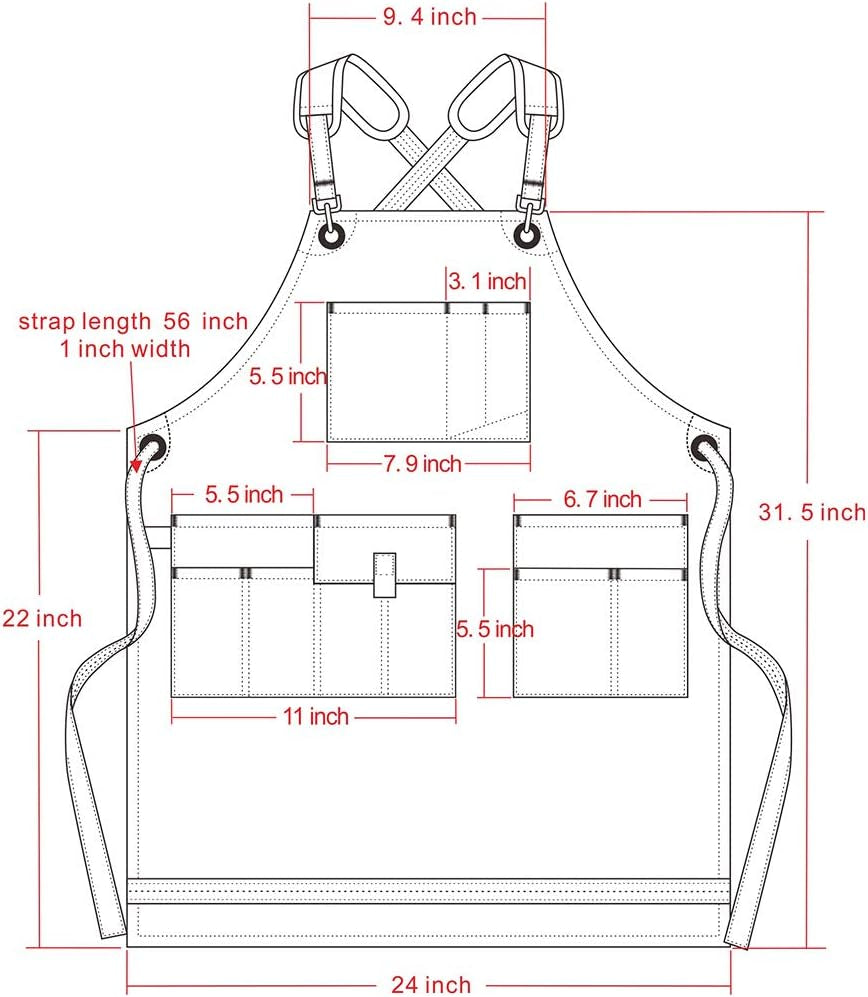 Water-Resistant Work Aprons Heavy Duty Waxed Canvas Tool Apron