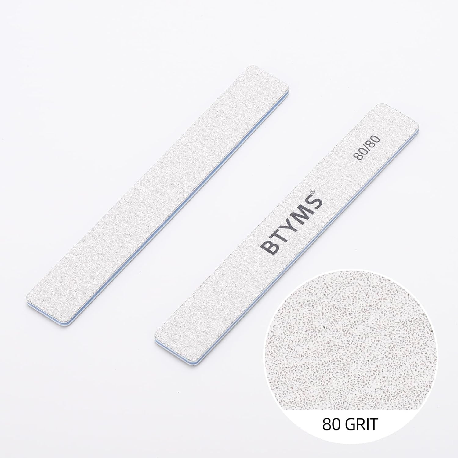10 Count 80/80 Grit Rectangle Nail Files for Acrylic Nails, Reusable Buffering Files Double Sided Emery Boards for Nails
