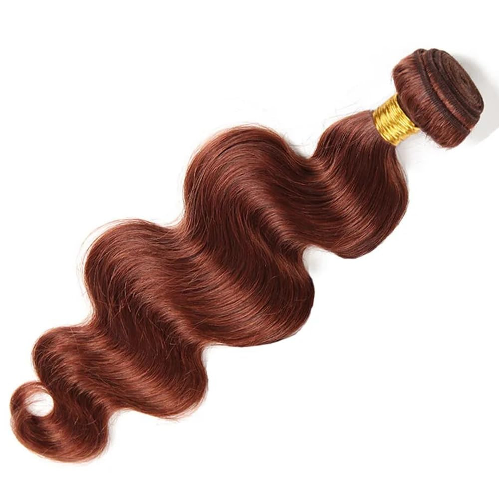 Color #33 Human Hair Body Weave Bundles Reddish Brown Body Wave Bundles Auburn Human Hair Double Weft Brazilian Remy Hair Weave Extensions Wet and Wavy Silky Soft for Black Women(26 28 30 Inch)