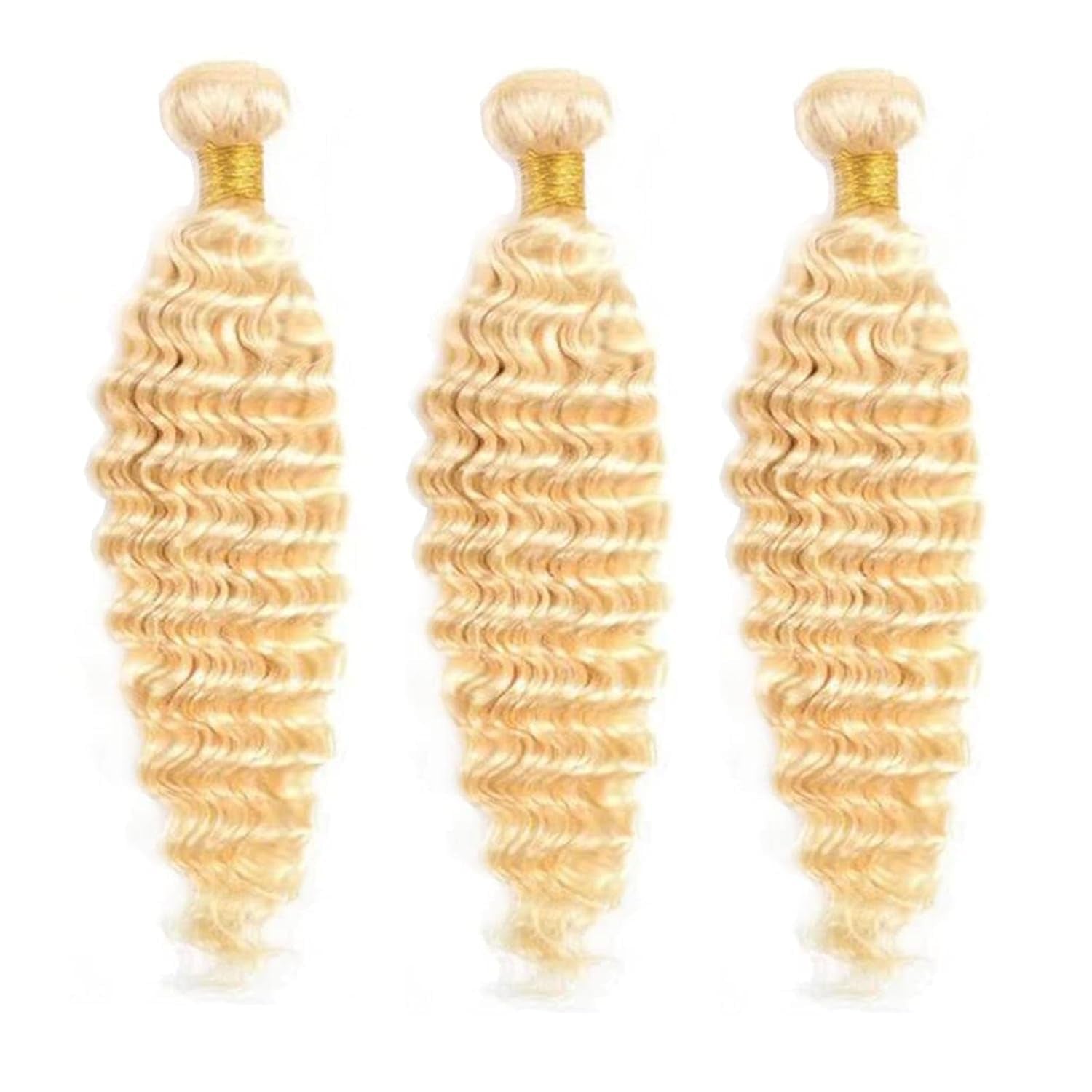 613 Blonde Deep Wave Human Hair Bundles - 8, 10, 12Inch Brazilian Virgin Hair - Deals (24, 26, 28Inch)