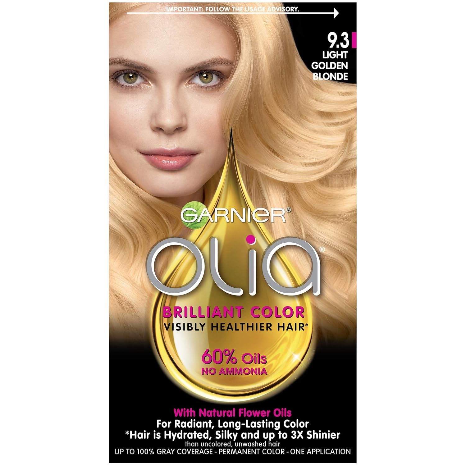 Olia Ammonia-Free Brilliant Color Oil-Rich Permanent Hair Color, 9.3 Light Golden Blonde (1 Kit) Blonde Hair Dye (Packaging May Vary)