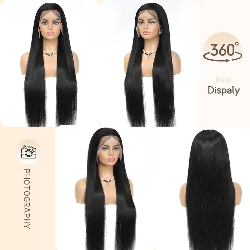 Formi HD Transparent Lace Front Wigs 13X4 Pre Plucked Straight Human Hair with Baby Hair Glueless Adjustable Fit & 180% Density for Natural Look