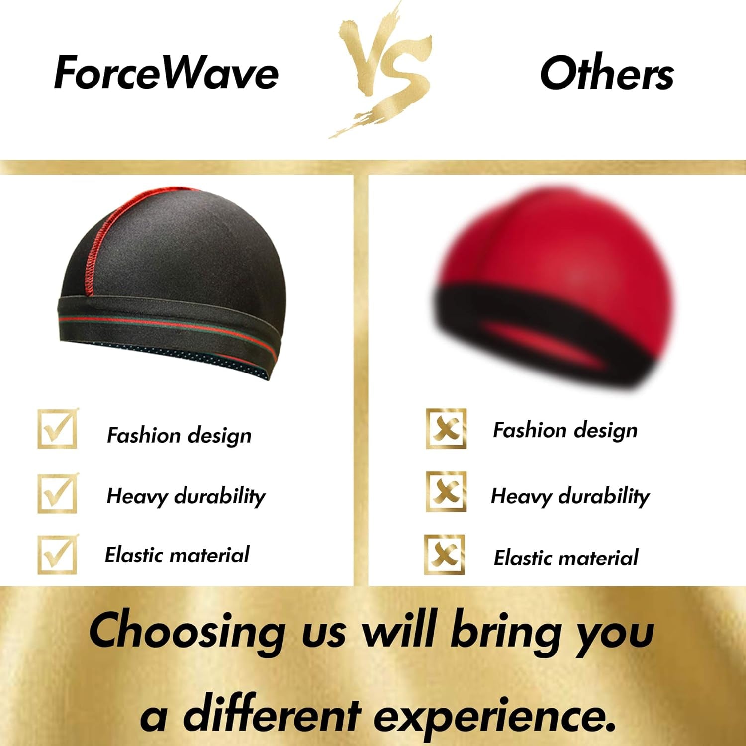 Wave Cap for 360 Waves, Breathable Compression Stocking Cap for Men, Elastic Hair Protector for Sleeping (2 Pack)