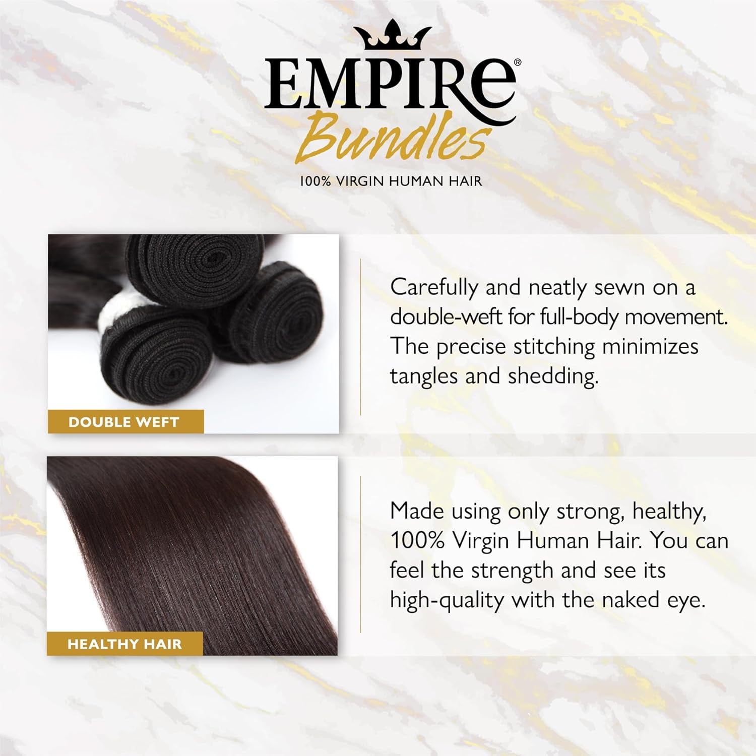 Empire Bundles Multi - Straight 10A Tangle Shed Free Human Hair for Weaving and Sew in Styles (18 20 22 Inch, NATURAL)
