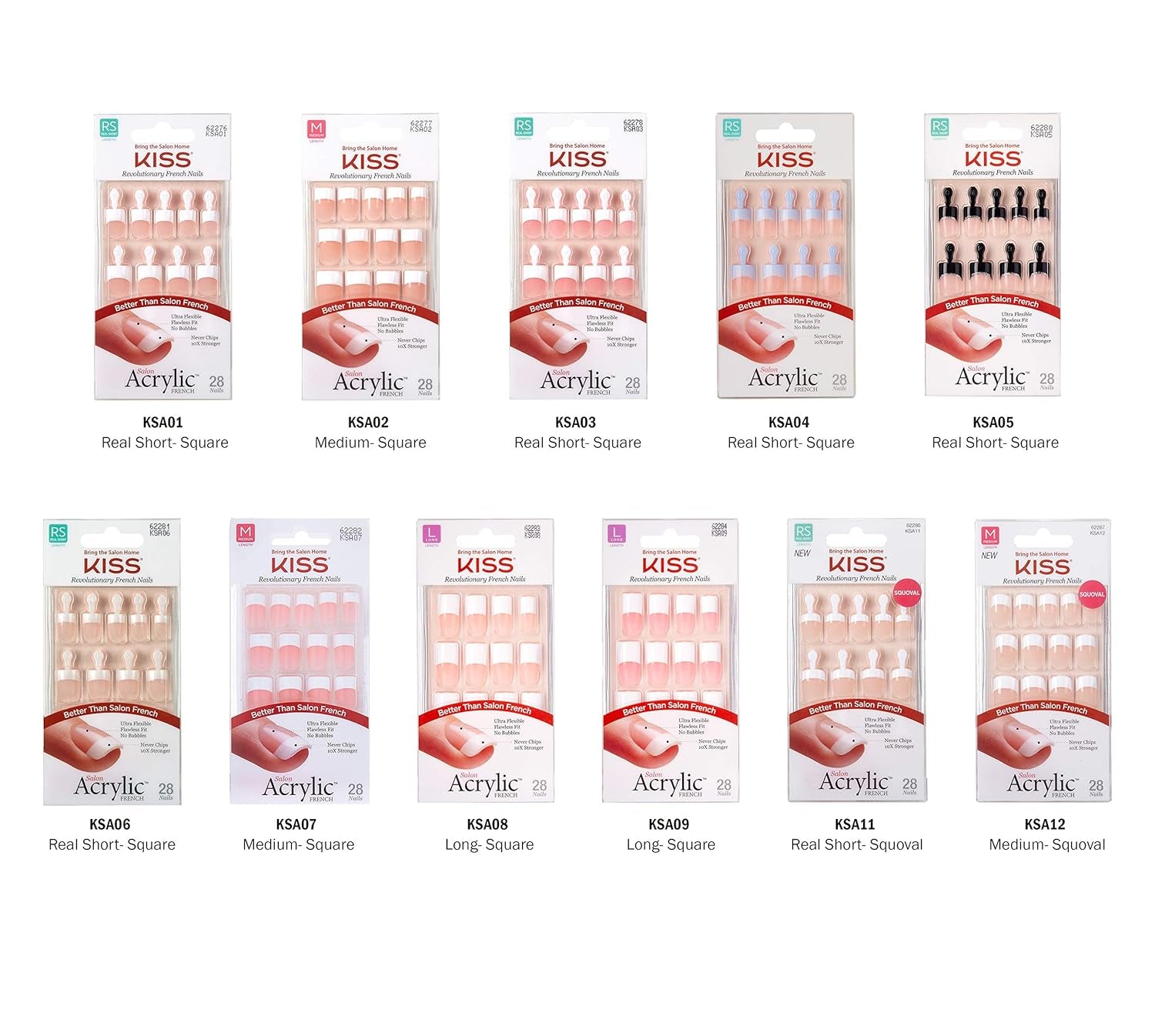 Salon Acrylic French 28 Nails (KSA09)