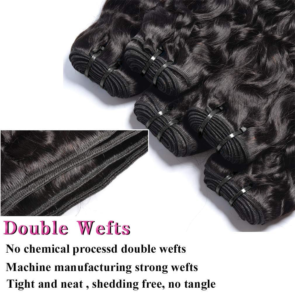 Water Wave Human Hair Bundles 100% Unprocessed Virgin Human Hair 26 28 30 Inch Water Wave 3 Bundles Curly Human Hair Brazilain Weave Bundles Natural Black