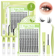 SZY Fairy Lash Clusters Kit Manga Lash Extension Kit D Curl 154Pcs Eyelash Extension Kit Wispy Natural Invisible Band Lash Kit with Waterproof DIY Lash Extension Kit at Home(Fairy-D-10-18Mix) Makeup Cosmetic Lashcluster Natural Lash Clusters