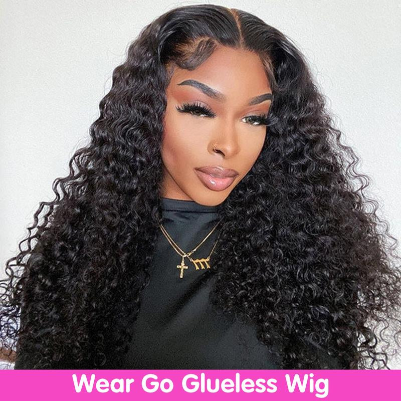 HD Lace Front Wigs Human Hair Kinky Curly Wigs Wear & Go Glueless Lace Wigs for Women No Glue 4X6 Lace Pre Cut Wig Human Hair Wigs Transparent Lace Closure Wigs 180% Density