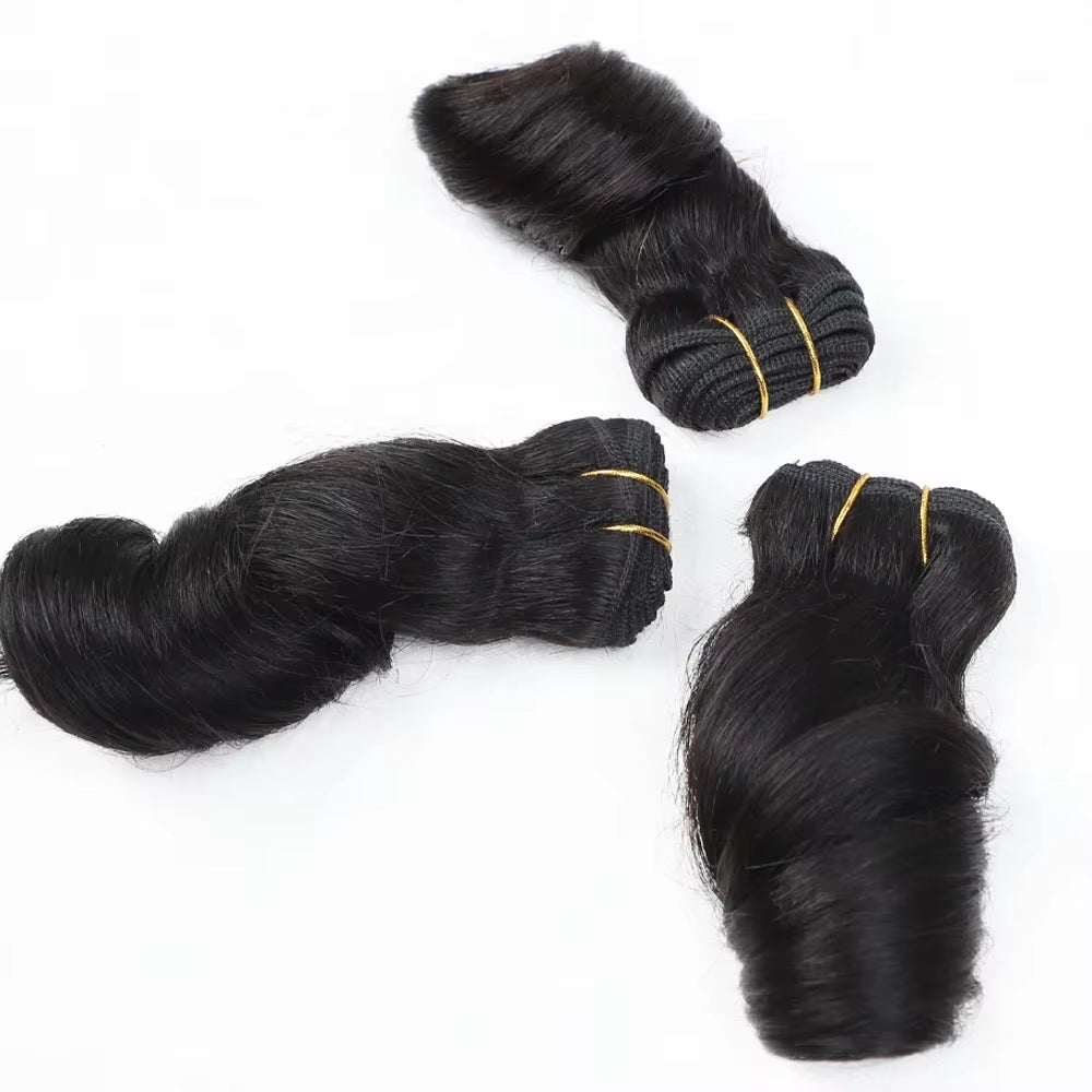 3Pcs Loose Wave Short Curly Hair Bundles Brazilian Hair Weave Bundles 100% Human Hair Bundles Hair Extension Human Hair Bundles