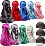 12 Pieces Silky Durag for Men Women Satin Durags for 360 Waves