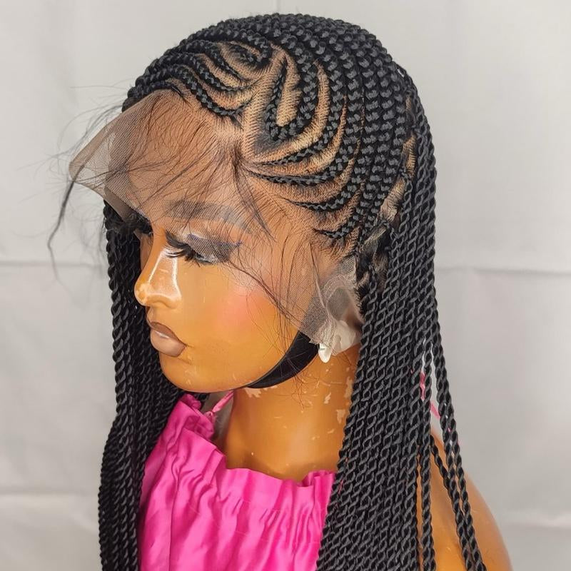 Full Lace Fiber Wig Heart Lemonade Braided Wig for Black American