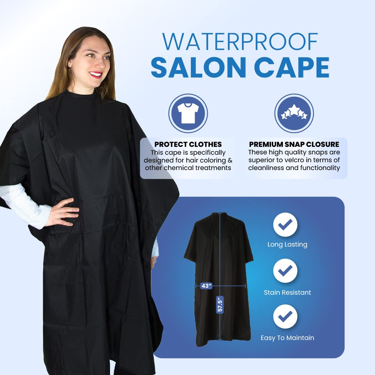 Hair Coloring Cape - Water-Resistant Salon Wear for Hair Dyeing, Cutting, and Styling - Lightweight, Durable Hairdresser for Adults - Professional Hairdressing Apparel for Salon or Home Use