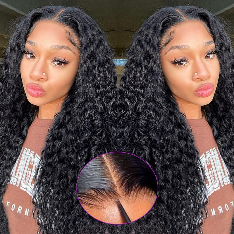 HD Lace Front Wigs Human Hair Kinky Curly Wigs Wear & Go Glueless Lace Wigs for Women No Glue 4X6 Lace Pre Cut Wig Human Hair Wigs Transparent Lace Closure Wigs 180% Density