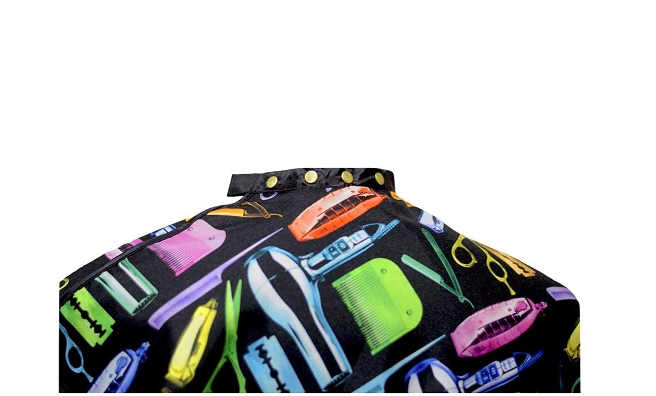 King Midas Professional Barber Cape Hair Cutting Cape Waterproof Professional Salon Cape with Snap Closure (Rainbow, Black)