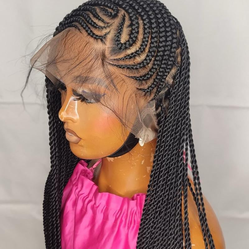 Full Lace Fiber Wig Heart Lemonade Braided Wig for Black American