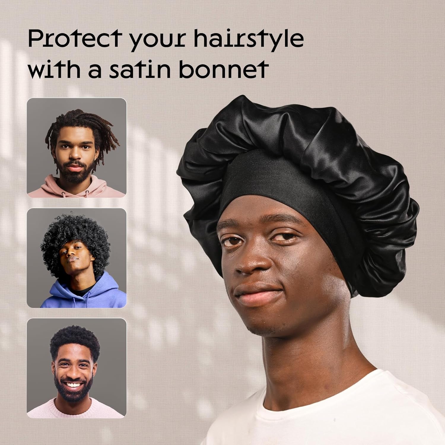 Niagara Satin Bonnet Men - Bonnet for Sleeping Men - Reversible Night Cap - Mens Bonnet for Curly Hair