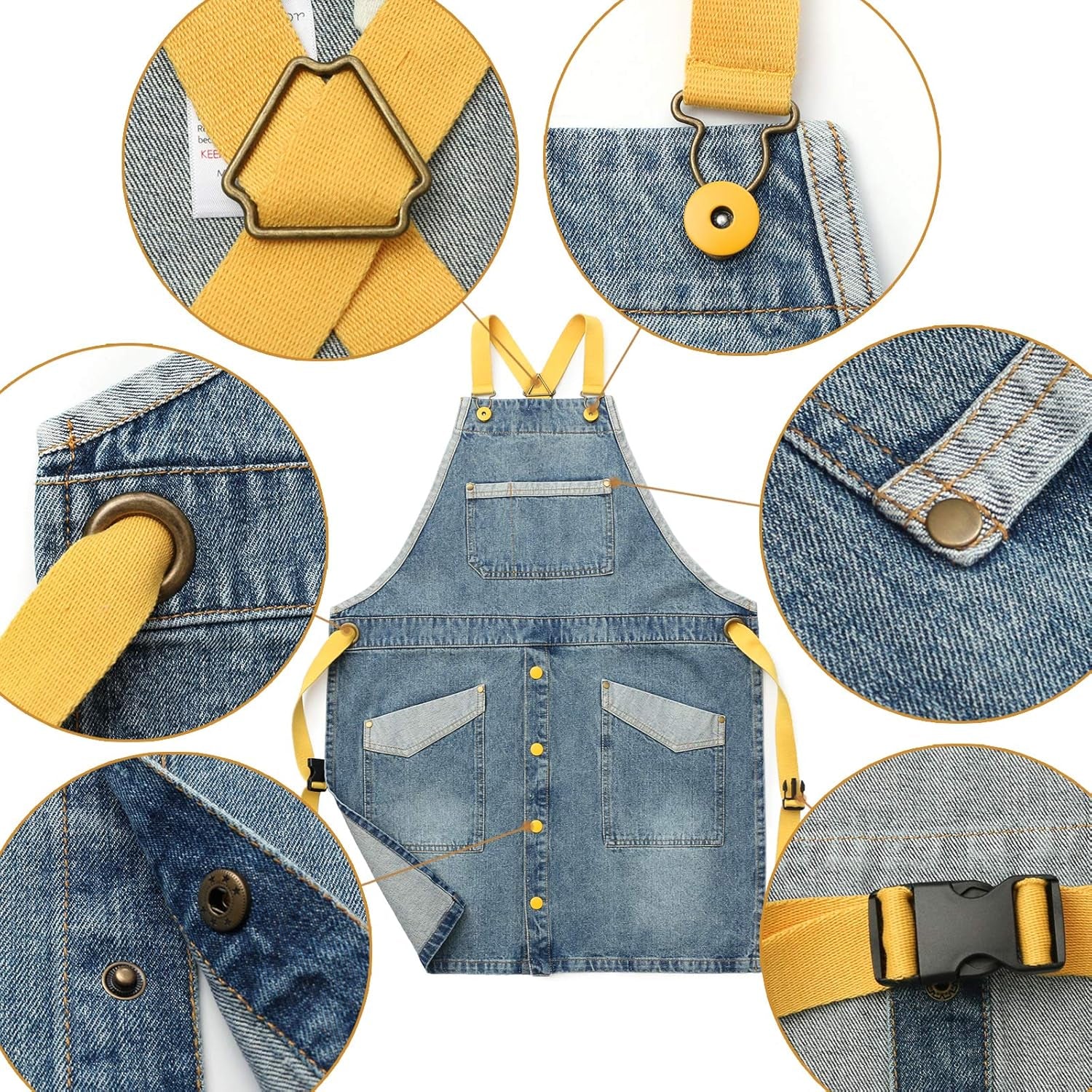 Denim Tool Apron for Women and Men Cross Straps Adjustable