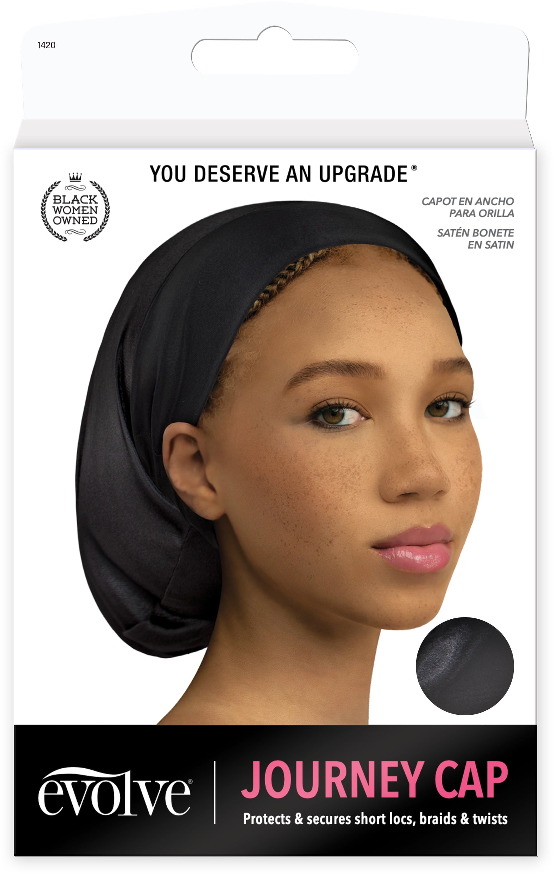 (3 Pack)  Double-Lined Silky Cap, Black