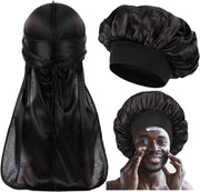 2 PCS Bonnet for Men,Silk Hair Bonnet for Sleeping Women,Matching Bonnets and Durag Set