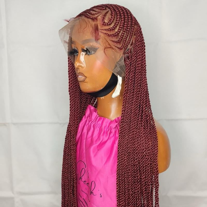 Full Lace Fiber Wig Heart Lemonade Braided Wig for Black American