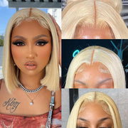 Funky girl 5x5 HD Lace Closure Glueless Wigs Human Hair 613 Blond Bob Wig Human Hair Short Bob Wigs For Black Women Pre Plucked 180% Density 12Inch